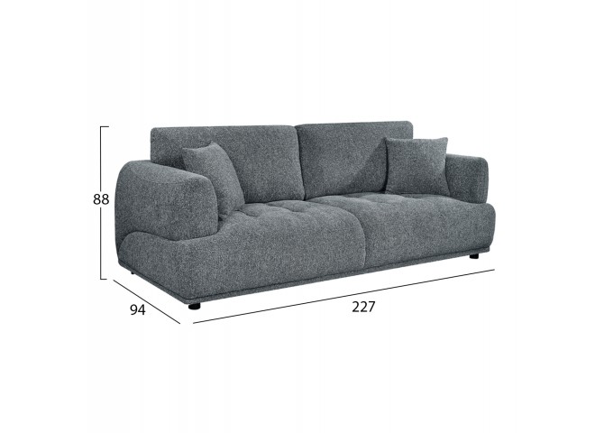 ΚΑΝΑΠΕΣ 3-ΘΕΣΙΟΣ STRUCTO HM3329.01 ΓΚΡΙ ΥΦΑΣΜΑ 227x94x88Υεκ.