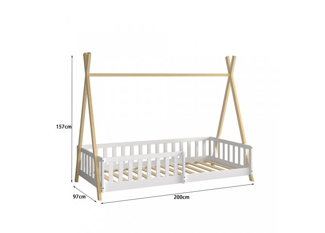 ΚΡΕΒΑΤΙ ΠΑΙΔΙΚΟ ΜΕ ΚΑΓΚΕΛΑ MUNK HM739.03 τ.MONTESSORI ΠΕΥΚΟ ΦΥΣΙΚΟ-ΛΕΥΚΟ--190x90εκ