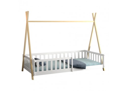 ΚΡΕΒΑΤΙ ΠΑΙΔΙΚΟ ΜΕ ΚΑΓΚΕΛΑ MUNK HM739.03 τ.MONTESSORI ΠΕΥΚΟ ΦΥΣΙΚΟ-ΛΕΥΚΟ--190x90εκ