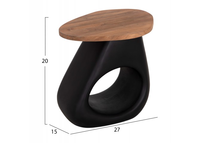 ΒΟΗΘΗΤΙΚΟ ΤΡΑΠΕΖΙ AIDA HM4692.01 FIBER CEMENT ΜΑΥΡΟ--ΞΥΛΟ TEAK TOP 47x60x59Υεκ