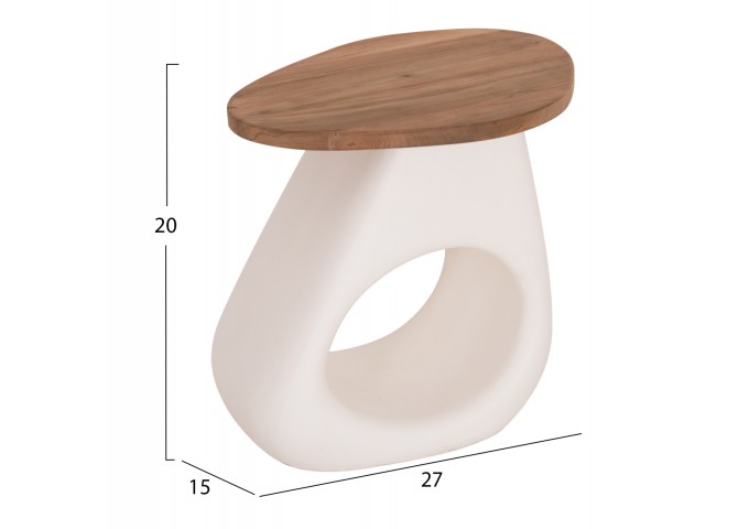 ΒΟΗΘΗΤΙΚΟ ΤΡΑΠΕΖΙ AIDA HM4692.02 FIBER CEMENT ΛΕΥΚΟ--ΞΥΛΟ TEAK TOP 47x60x59Υεκ