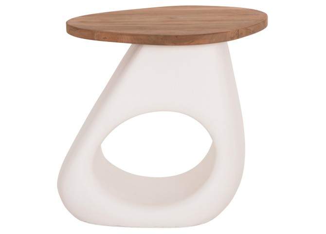 ΒΟΗΘΗΤΙΚΟ ΤΡΑΠΕΖΙ AIDA HM4692.02 FIBER CEMENT ΛΕΥΚΟ--ΞΥΛΟ TEAK TOP 47x60x59Υεκ