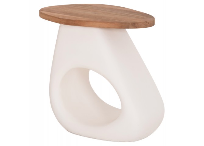 ΒΟΗΘΗΤΙΚΟ ΤΡΑΠΕΖΙ AIDA HM4692.02 FIBER CEMENT ΛΕΥΚΟ--ΞΥΛΟ TEAK TOP 47x60x59Υεκ