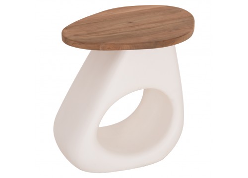 ΒΟΗΘΗΤΙΚΟ ΤΡΑΠΕΖΙ AIDA HM4692.02 FIBER CEMENT ΛΕΥΚΟ--ΞΥΛΟ TEAK TOP 47x60x59Υεκ