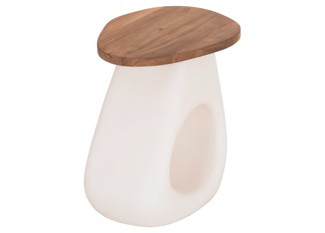 ΒΟΗΘΗΤΙΚΟ ΤΡΑΠΕΖΙ AIDA HM4692.02 FIBER CEMENT ΛΕΥΚΟ--ΞΥΛΟ TEAK TOP 47x60x59Υεκ