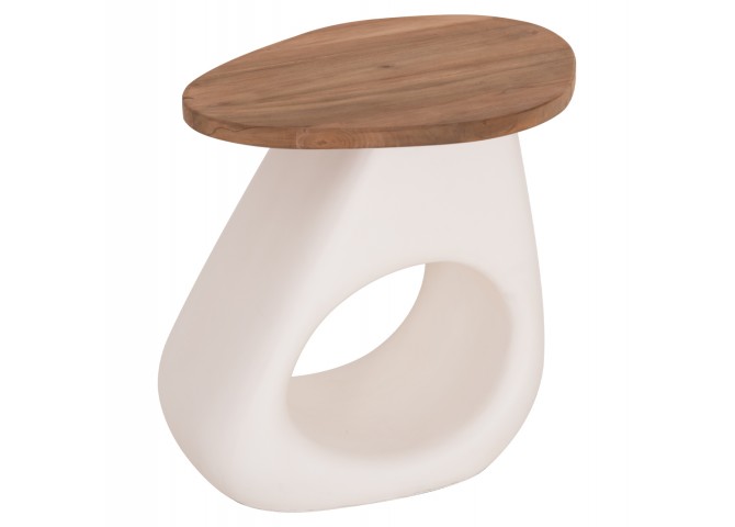 ΒΟΗΘΗΤΙΚΟ ΤΡΑΠΕΖΙ AIDA HM4692.02 FIBER CEMENT ΛΕΥΚΟ--ΞΥΛΟ TEAK TOP 47x60x59Υεκ