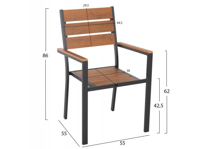 ΣΕΤ ΤΡΑΠΕΖΑΡΙΑΣ 7ΤΜΧ SAGA HM10814 ΑΛΟΥΜΙΝΙΟ ΣΕ ΓΚΡΙ--POLYWOOD