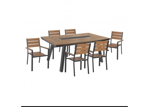 ΣΕΤ ΤΡΑΠΕΖΑΡΙΑΣ 7ΤΜΧ SAGA HM10814 ΑΛΟΥΜΙΝΙΟ ΣΕ ΓΚΡΙ--POLYWOOD