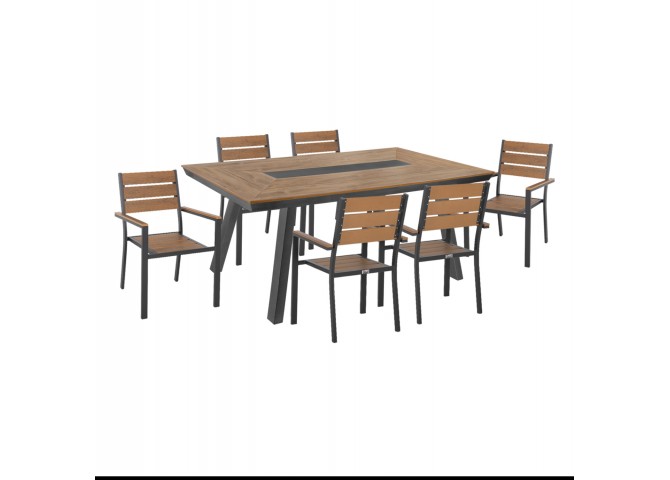 ΣΕΤ ΤΡΑΠΕΖΑΡΙΑΣ 7ΤΜΧ SAGA HM10814 ΑΛΟΥΜΙΝΙΟ ΣΕ ΓΚΡΙ--POLYWOOD