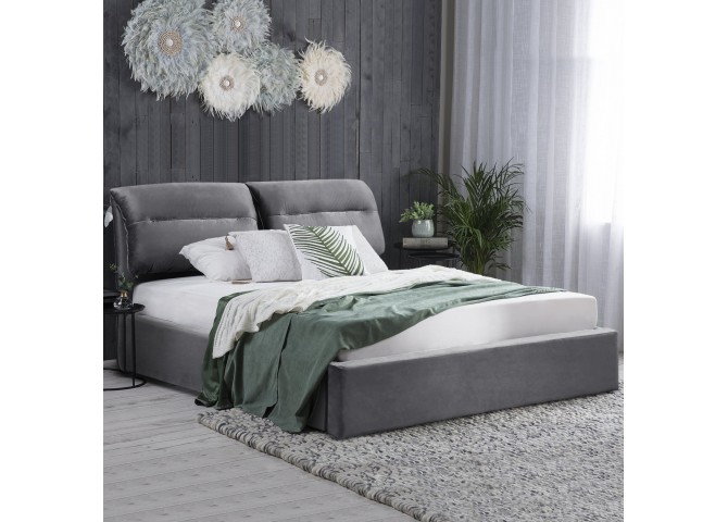 ΚΡΕΒΑΤΙ ΔΙΠΛΟ & ΣΤΡΩΜΑ KENDRA HM10720.01 ΓΚΡΙ ΒΕΛΟΥΔΟ ΜΕ ΑΠΟΘ.ΧΩΡΟ--ΓΙΑ 160x200εκ