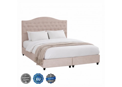 ΚΡΕΒΑΤΙ ΔΙΠΛΟ MALENA HM638.32 ΜΠΕΖ ΥΦΑΣΜΑ- ΓΙΑ ΣΤΡΩΜΑ 150x200εκ.