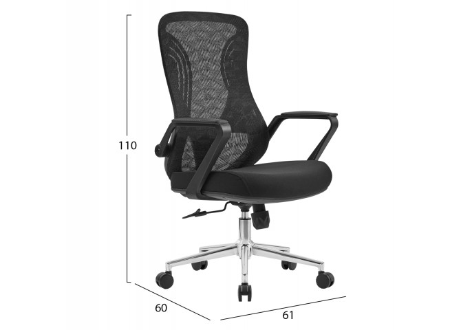 ΚΑΡΕΚΛΑ ΓΡΑΦΕΙΟΥ DECIFER HM1212.01 ΜΑΥΡO MESH-ΒΑΣΗ ΧΡΩΜΙΟΥ 61x60x110Υεκ.