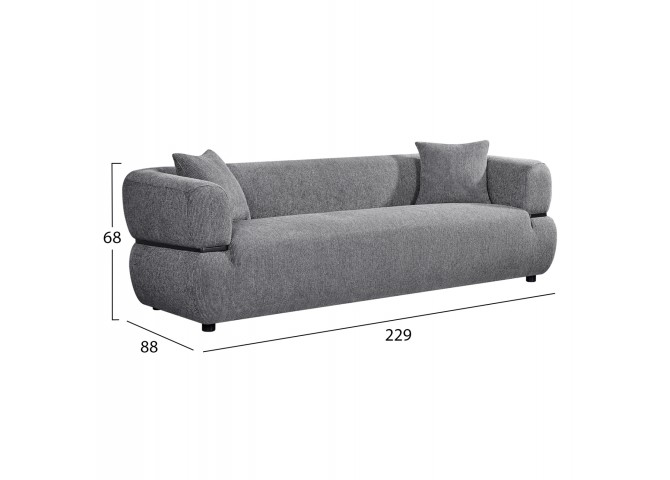 ΚΑΝΑΠΕΣ 3-ΘΕΣΙΟΣ ARCTIS HM3327.01 ΓΚΡΙ ΥΦΑΣΜΑ 229x88x68Υεκ.