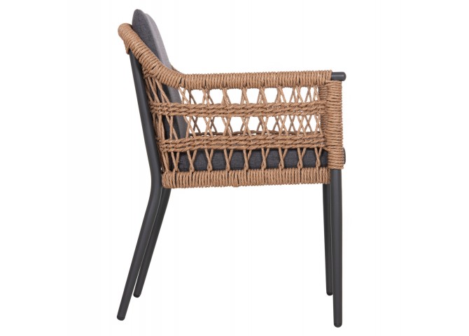 ΠΟΛΥΘΡΟΝΑ BOXER HM6556.01 ΑΛΟΥΜΙΝΙΟ & ΜΑΞΙΛΑΡΙΑ ΓΚΡΙ-TWIST WICKER 61x59x78,5Yεκ