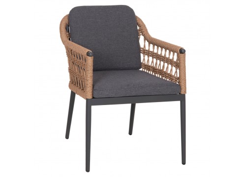 ΠΟΛΥΘΡΟΝΑ BOXER HM6556.01 ΑΛΟΥΜΙΝΙΟ & ΜΑΞΙΛΑΡΙΑ ΓΚΡΙ-TWIST WICKER 61x59x78,5Yεκ