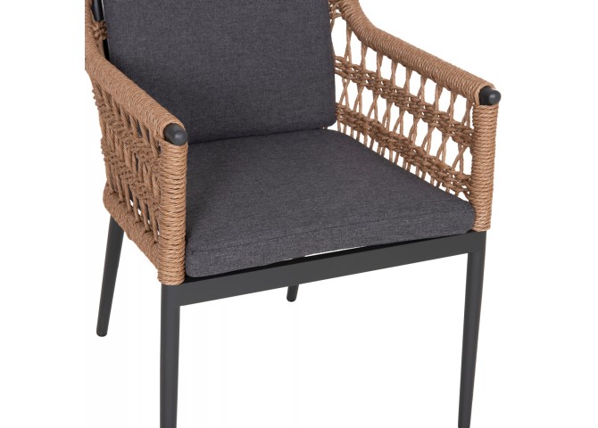 ΠΟΛΥΘΡΟΝΑ BOXER HM6556.01 ΑΛΟΥΜΙΝΙΟ & ΜΑΞΙΛΑΡΙΑ ΓΚΡΙ-TWIST WICKER 61x59x78,5Yεκ