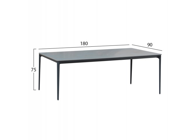 ΤΡΑΠΕΖΙ ΤΡΑΠΕΖΑΡΙΑΣ STAD HM6557.01 ΓΚΡΙ ΑΛΟΥΜΙΝΙΟ & SINTERED STONE TOP 180x90x75Υεκ