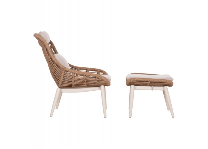 ΠΟΛΥΘΡΟΝΑ LOUNGE ΜΕ ΥΠΟΠΟΔΙΟ REMVAZZO HM6561.02 ΑΛΟΥΜΙΝΙΟ ΜΠΕΖ--WICKER 89x94x98Υεκ