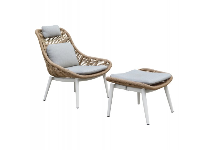ΠΟΛΥΘΡΟΝΑ LOUNGE ΜΕ ΥΠΟΠΟΔΙΟ REMVAZZO HM6561.02 ΑΛΟΥΜΙΝΙΟ ΜΠΕΖ--WICKER 89x94x98Υεκ