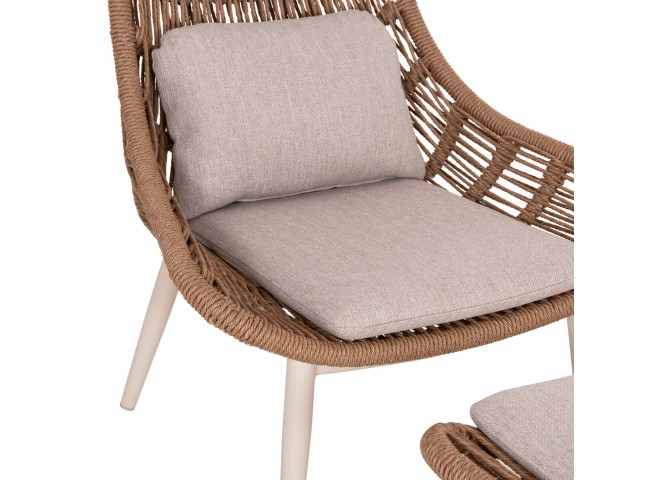 ΠΟΛΥΘΡΟΝΑ LOUNGE ΜΕ ΥΠΟΠΟΔΙΟ REMVAZZO HM6561.02 ΑΛΟΥΜΙΝΙΟ ΜΠΕΖ--WICKER 89x94x98Υεκ