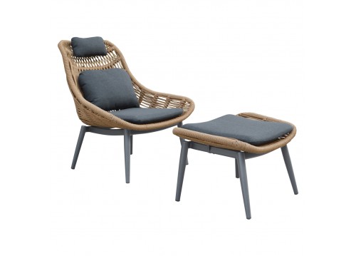 ΠΟΛΥΘΡΟΝΑ LOUNGE ΜΕ ΥΠΟΠΟΔΙΟ REMVAZZO HM6561.01 ΑΛΟΥΜΙΝΙΟ ΓΚΡΙ--WICKER 89x94x98Υεκ