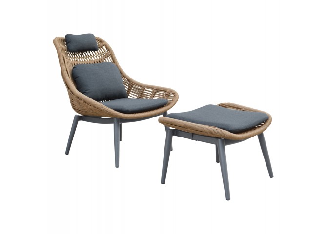 ΠΟΛΥΘΡΟΝΑ LOUNGE ΜΕ ΥΠΟΠΟΔΙΟ REMVAZZO HM6561.01 ΑΛΟΥΜΙΝΙΟ ΓΚΡΙ--WICKER 89x94x98Υεκ