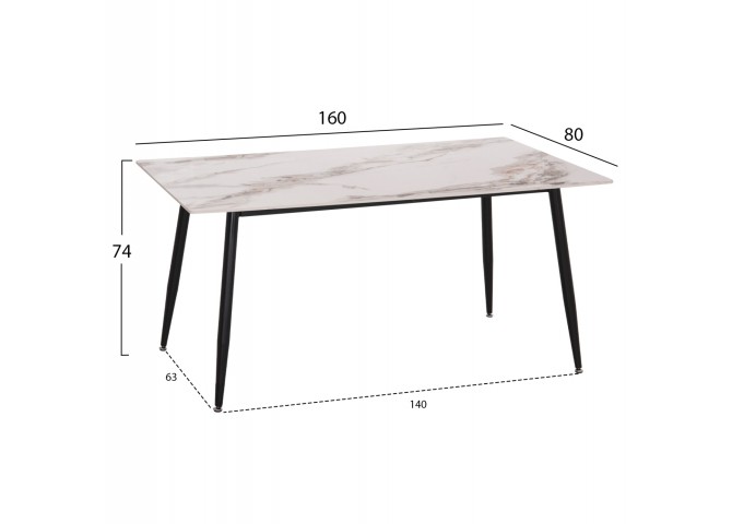 ΤΡΑΠΕΖΙ RAVEN HM18150.04 ΚΕΡΑΜΙΚΟ TOP ΜΕ ΟΨΗ ΛΕΥΚΟ/ΚΑΦΕ ΜΑΡΜΑΡΟ 160x80x74Υεκ.