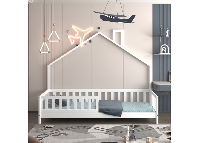 ΚΡΕΒΑΤΙ ΠΑΙΔΙΚΟ HOUSER HM740.03 τ.MONTESSORI ΞΥΛΟ ΠΕΥΚΟ ΛΕΥΚΟ--ΓΙΑ 190x90εκ