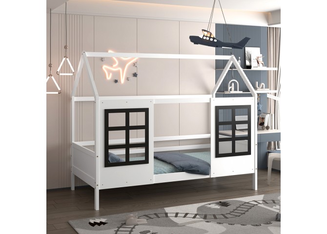 ΠΑΙΔΙΚΟ ΚΡΕΒΑΤΙ τ.MONTESSORI DOMER HM742.01 ΞΥΛΟ ΠΕΥΚΟΥ ΛΕΥΚΟ--ΓΙΑ 90x190εκ