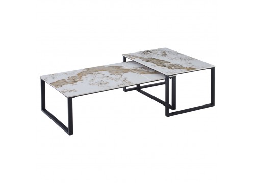 ΤΡΑΠΕΖΙ ΣΑΛΟΝΙΟΥ 2ΤΜΧ TERREN HM18365.01 ΜΕΤΑΛΛΟ--SINTERED STONE PANDORA 120x70x45Υεκ