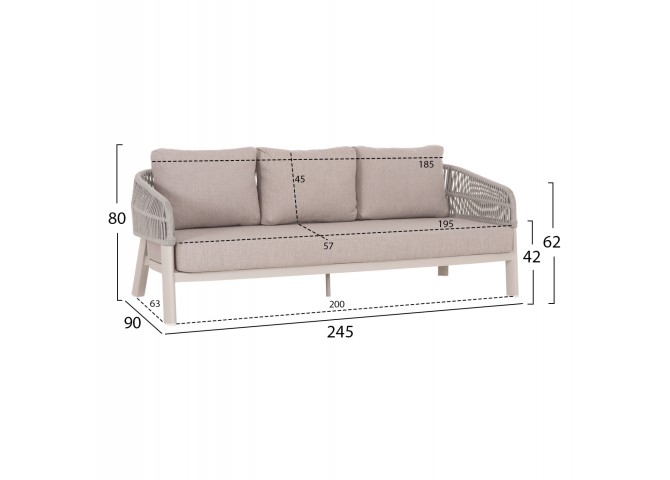 ΣΕΤ ΣΑΛΟΝΙ 4ΤΜΧ MAHAL HM6424.02 ΚΡΕΜ ΑΛΟΥΜΙΝΙΟ--ΜΠΕΖ OLEFIN & ΣΧΟΙΝΙ STRAP