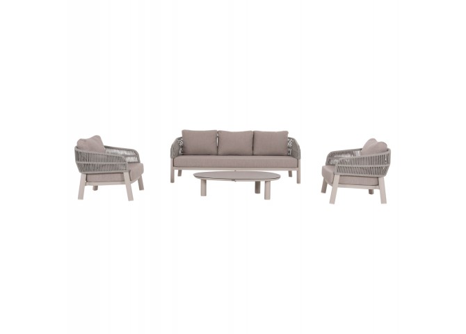 ΣΕΤ ΣΑΛΟΝΙ 4ΤΜΧ MAHAL HM6424.02 ΚΡΕΜ ΑΛΟΥΜΙΝΙΟ--ΜΠΕΖ OLEFIN & ΣΧΟΙΝΙ STRAP