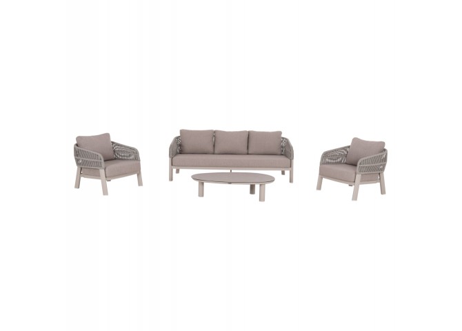 ΣΕΤ ΣΑΛΟΝΙ 4ΤΜΧ MAHAL HM6424.02 ΚΡΕΜ ΑΛΟΥΜΙΝΙΟ--ΜΠΕΖ OLEFIN & ΣΧΟΙΝΙ STRAP