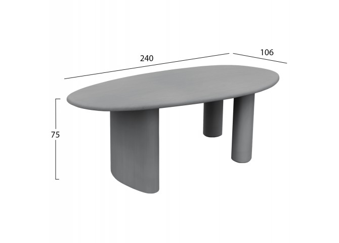 ΤΡΑΠΕΖΙ ΤΡΑΠΕΖΑΡΙΑΣ ΟΒΑΛ VOLPE HM6599.01 ΓΚΡΙ FIBER CEMENT 240x100x75Υεκ