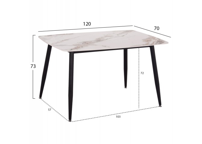 ΤΡΑΠΕΖΙ RAVEN HM9854.04 ΚΕΡΑΜΙΚΟ TOP ΜΕ ΟΨΗ ΜΑΡΜΑΡΟΥ τ.CALACATTA 120x70x73Υεκ.