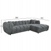 ΚΑΝΑΠΕΣ ΓΩΝΙΑ (ΔΕΞΙΑ) LYKKE HM3326.01R ΓΚΡΙ ΥΦΑΣΜΑ 280x89-165(η γωνία)x70Υεκ