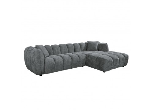 ΚΑΝΑΠΕΣ ΓΩΝΙΑ (ΔΕΞΙΑ) LYKKE HM3326.01R ΓΚΡΙ ΥΦΑΣΜΑ 280x89-165(η γωνία)x70Υεκ
