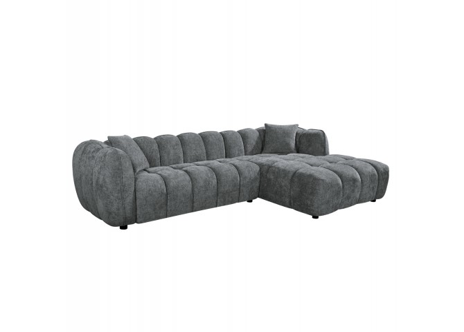 ΚΑΝΑΠΕΣ ΓΩΝΙΑ (ΔΕΞΙΑ) LYKKE HM3326.01R ΓΚΡΙ ΥΦΑΣΜΑ 280x89-165(η γωνία)x70Υεκ
