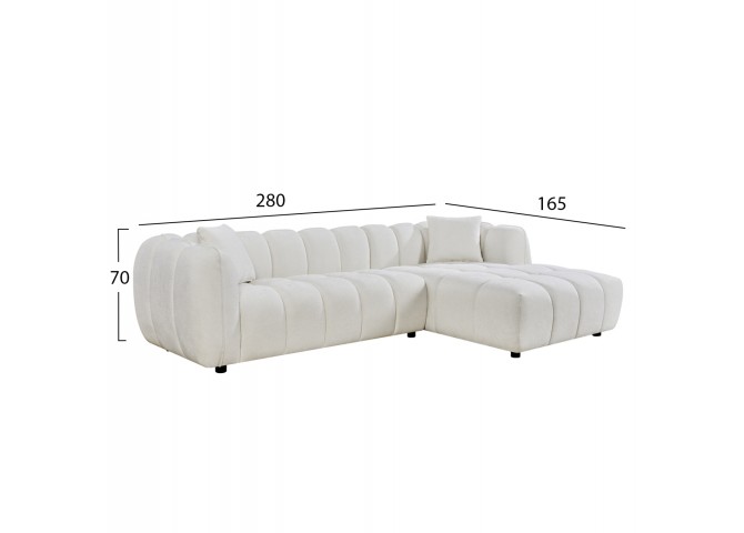 ΚΑΝΑΠΕΣ ΓΩΝΙΑ (ΔΕΞΙΑ) LYKKE HM3326.02R ΕΚΡΟΥ ΥΦΑΣΜΑ 280x89-165(η γωνία)x70Υεκ