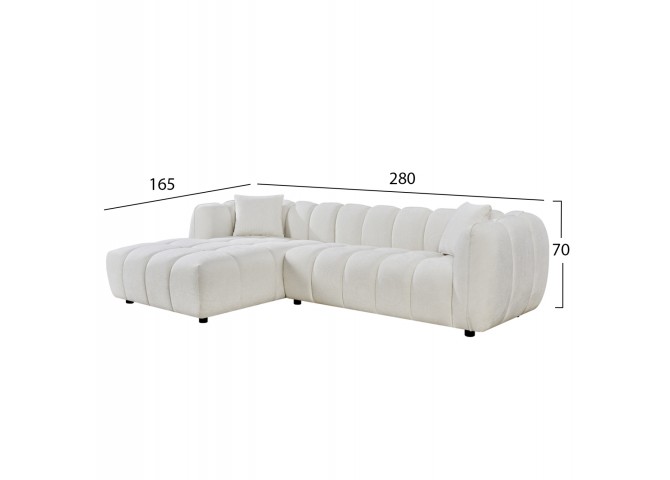 ΚΑΝΑΠΕΣ ΓΩΝΙΑ (ΑΡΙΣΤΕΡΗ) LYKKE HM3326.02L ΕΚΡΟΥ ΥΦΑΣΜΑ 280x89-165(η γωνία)x70Υεκ