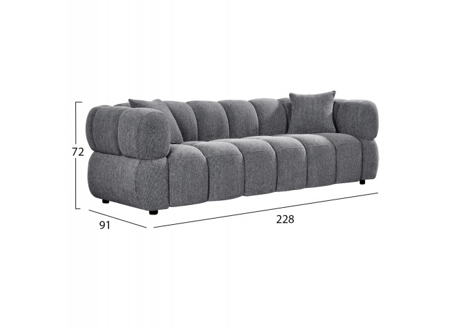 ΚΑΝΑΠΕΣ 3-ΘΕΣΙΟΣ NORIKA HM3331.01 ΓΚΡΙ ΥΦΑΣΜΑ 228x91x72Υεκ.