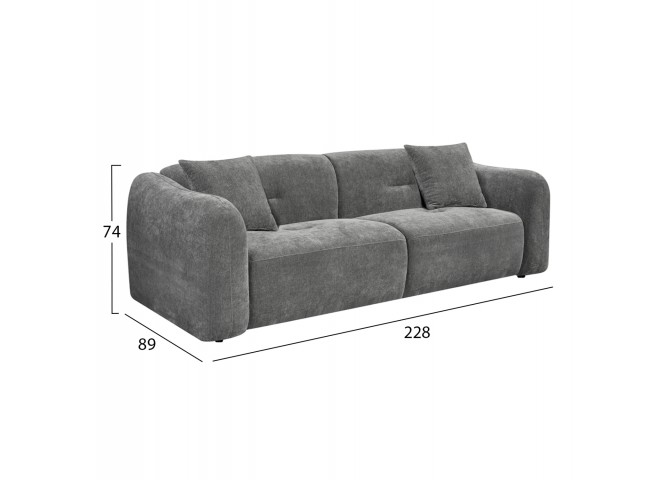 ΚΑΝΑΠΕΣ 3-ΘΕΣΙΟΣ JUNOA HM3333.01 ΓΚΡΙ ΥΦΑΣΜΑ 228x89x74Υεκ