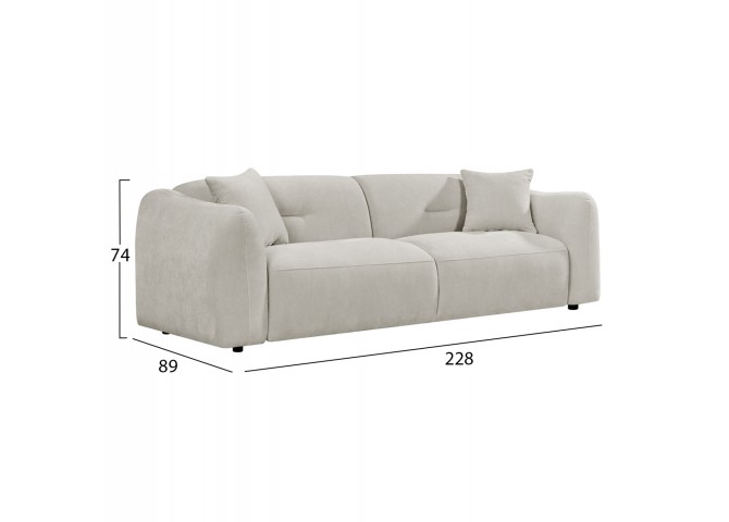 ΚΑΝΑΠΕΣ 3-ΘΕΣΙΟΣ JUNOA HM3333.02 ΕΚΡΟΥ ΥΦΑΣΜΑ 228x89x74Υεκ