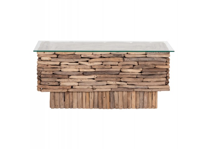 ΤΡΑΠΕΖΙ ΣΑΛΟΝΙΟΥ ΟΡΘΟΓΩΝΙΟ SPARROW HM18366 DRIFTWOOD--ΓΥΑΛΙ 105x45x47Υεκ.