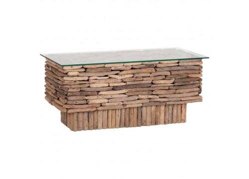 ΤΡΑΠΕΖΙ ΣΑΛΟΝΙΟΥ ΟΡΘΟΓΩΝΙΟ SPARROW HM18366 DRIFTWOOD--ΓΥΑΛΙ 105x45x47Υεκ.