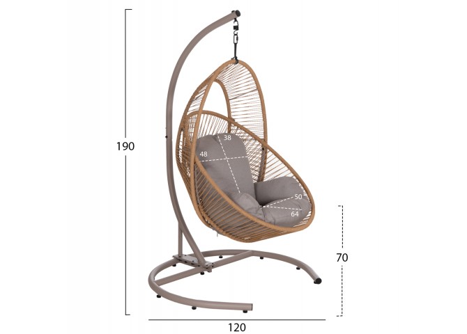 ΚΡΕΜΑΣΤΗ ΦΩΛΙΑ RULER HM6083.02 ΚΑΠΟΥΤΣΙΝΟ ΜΕΤΑΛ.- P.E.RATTAN-ΜΑΞΙΛΑΡΙ 120x110x190Υ