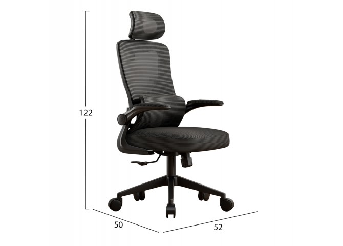 ΚΑΡΕΚΛΑ ΓΡΑΦΕΙΟΥ KESI HM1222.01 ΜΑΥΡO MESH & PP 52x50x122Υεκ.