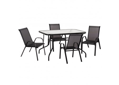 ΣΕΤ ΤΡΑΠΕΖΑΡΙΑΣ 5ΤΜΧ ADAM HM10896.03 ΤΡΑΠΕΖΙ 120x70εκ & 4 ΠΟΛΥΘΡΟΝΕΣ--ΜΑΥΡΟ