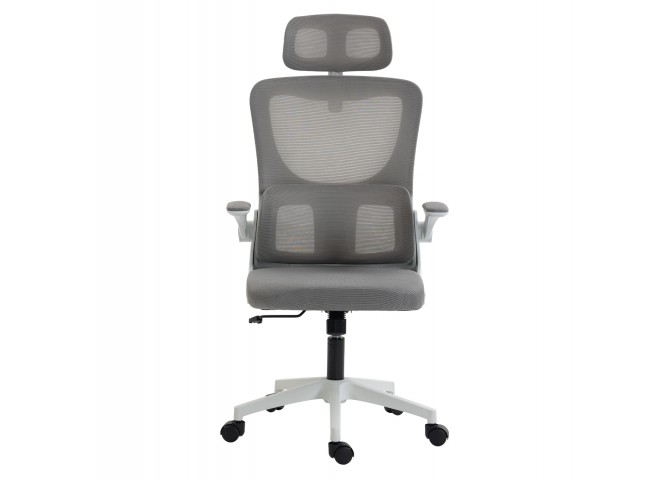 ΚΑΡΕΚΛΑ ΓΡΑΦΕΙΟΥ KESI HM1222.02 ΑΝΟΙΧΤΟ ΓΚΡΙ MESH--ΛΕΥΚΟ PP 52x50x122Υεκ.
