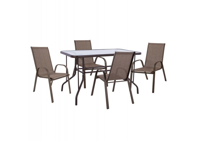 ΣΕΤ ΤΡΑΠΕΖΑΡΙΑΣ 5ΤΜΧ ADAM HM10897.02 ΤΡΑΠΕΖΙ 110x60εκ & 4 ΠΟΛΥΘΡΟΝΕΣ--ΚΑΦΕ